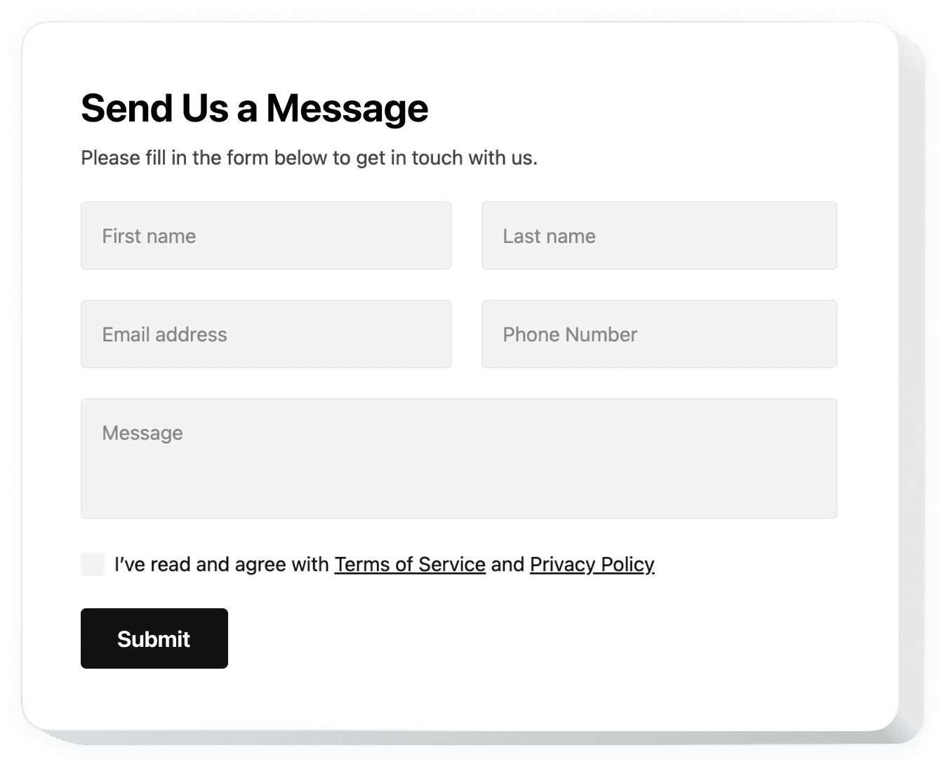 Contact Form Widget Dashboard