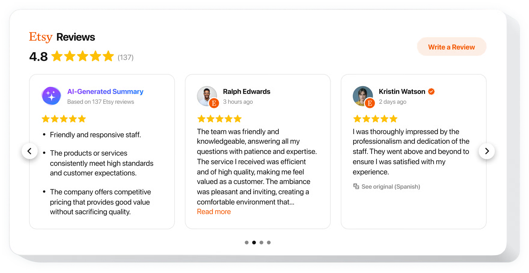 Etsy Reviews Widget Dashboard