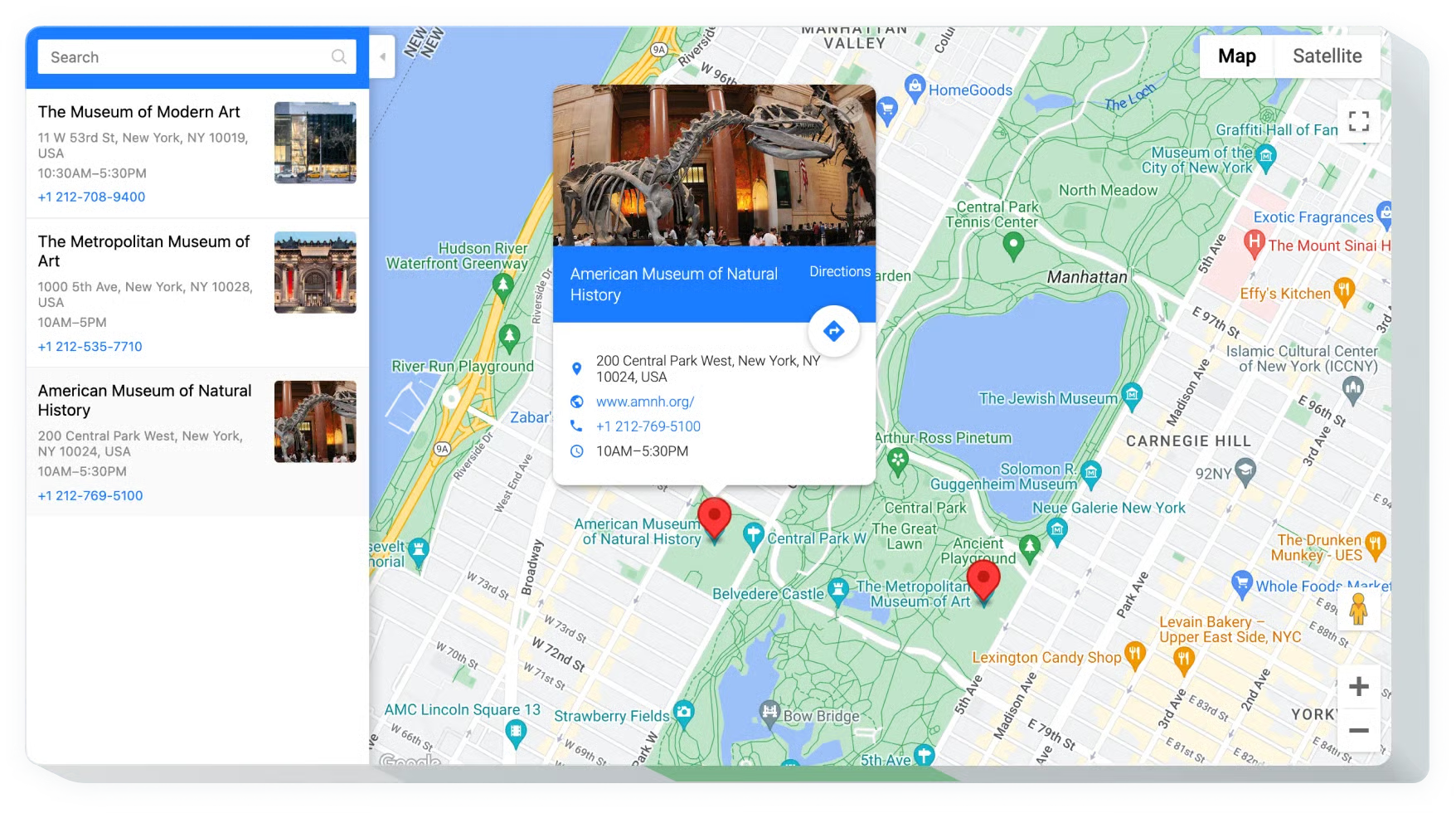 Google Maps Widget Dashboard