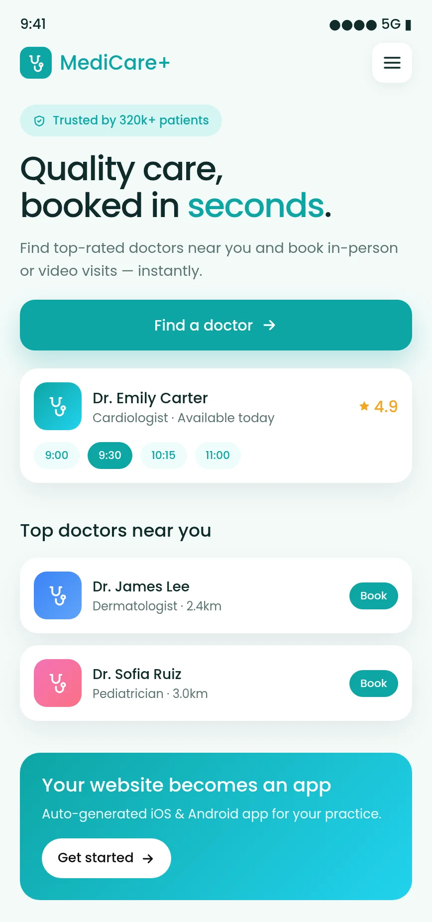 Application mobile pour médecin