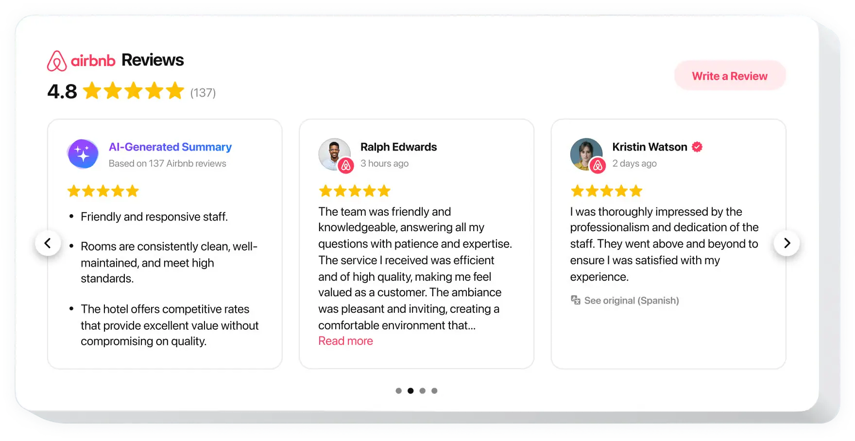 Dashboard Widget Ulasan Airbnb