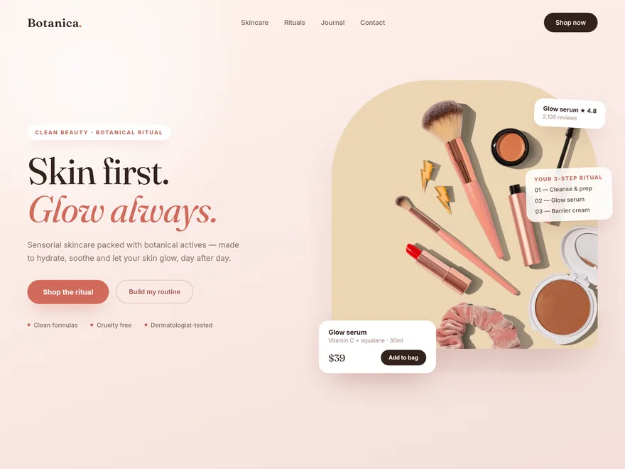 Beauty website built with Devaito