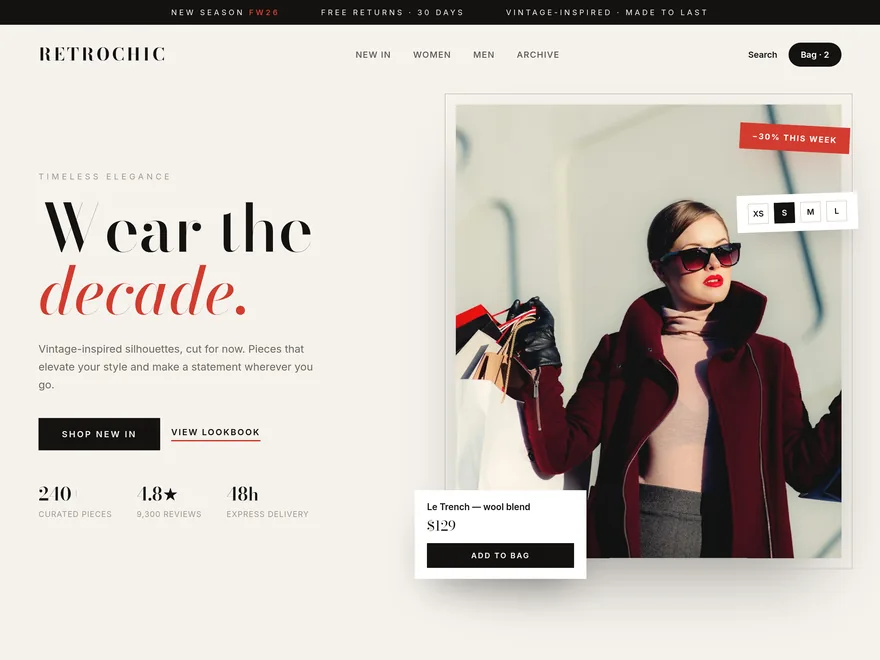 Fashion website built with Devaito