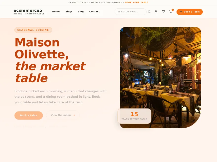 Restaurant website built with Devaito